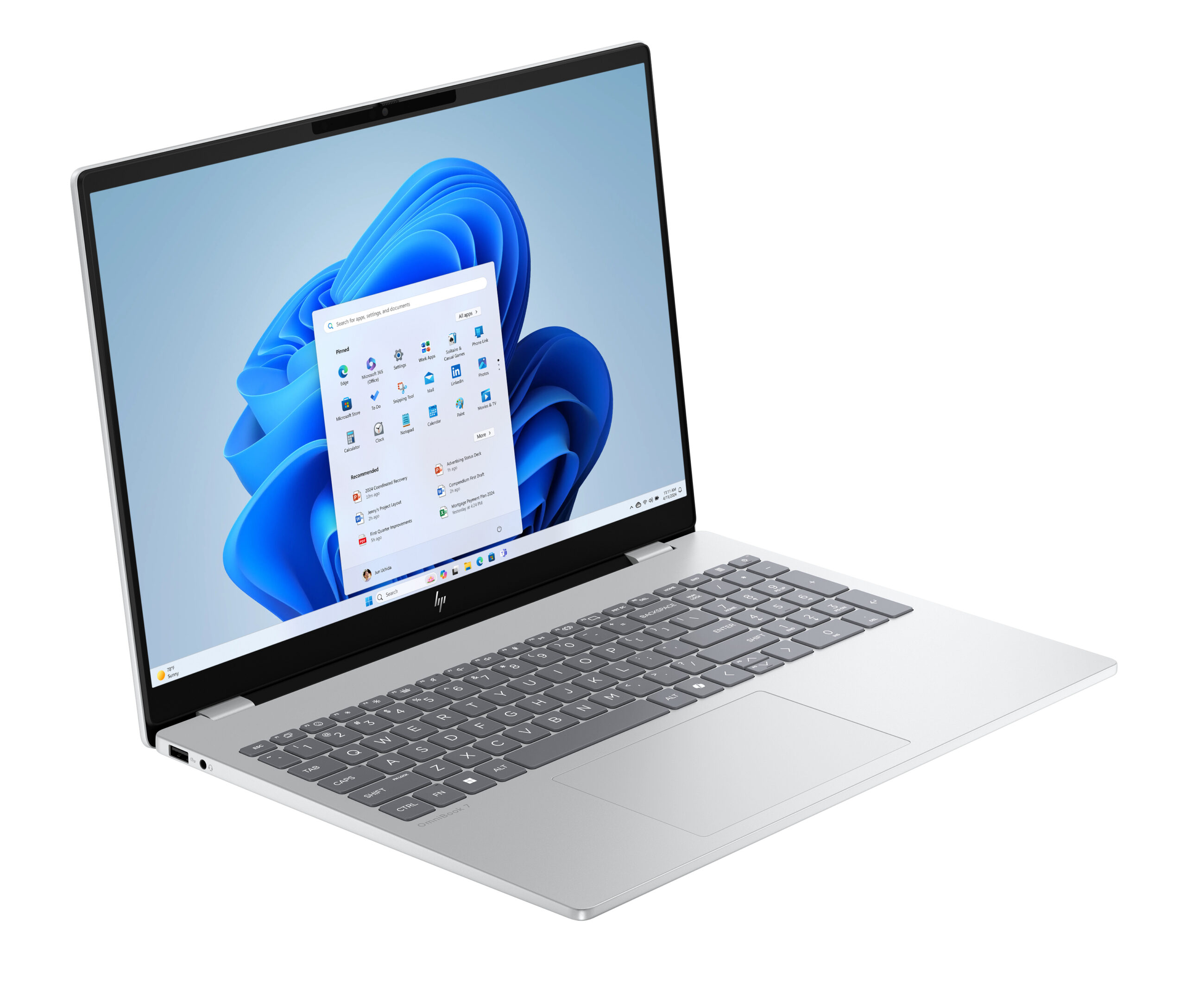 HP OmniBook 7 16-az0222nw Intel Core 5 210H Laptop 40,6 cm (16") 2K 16 GB DDR5-SDRAM 512 GB SSD Wi-Fi 6E (802.11ax) Windows 11 Home Srebrny - obrazek 2