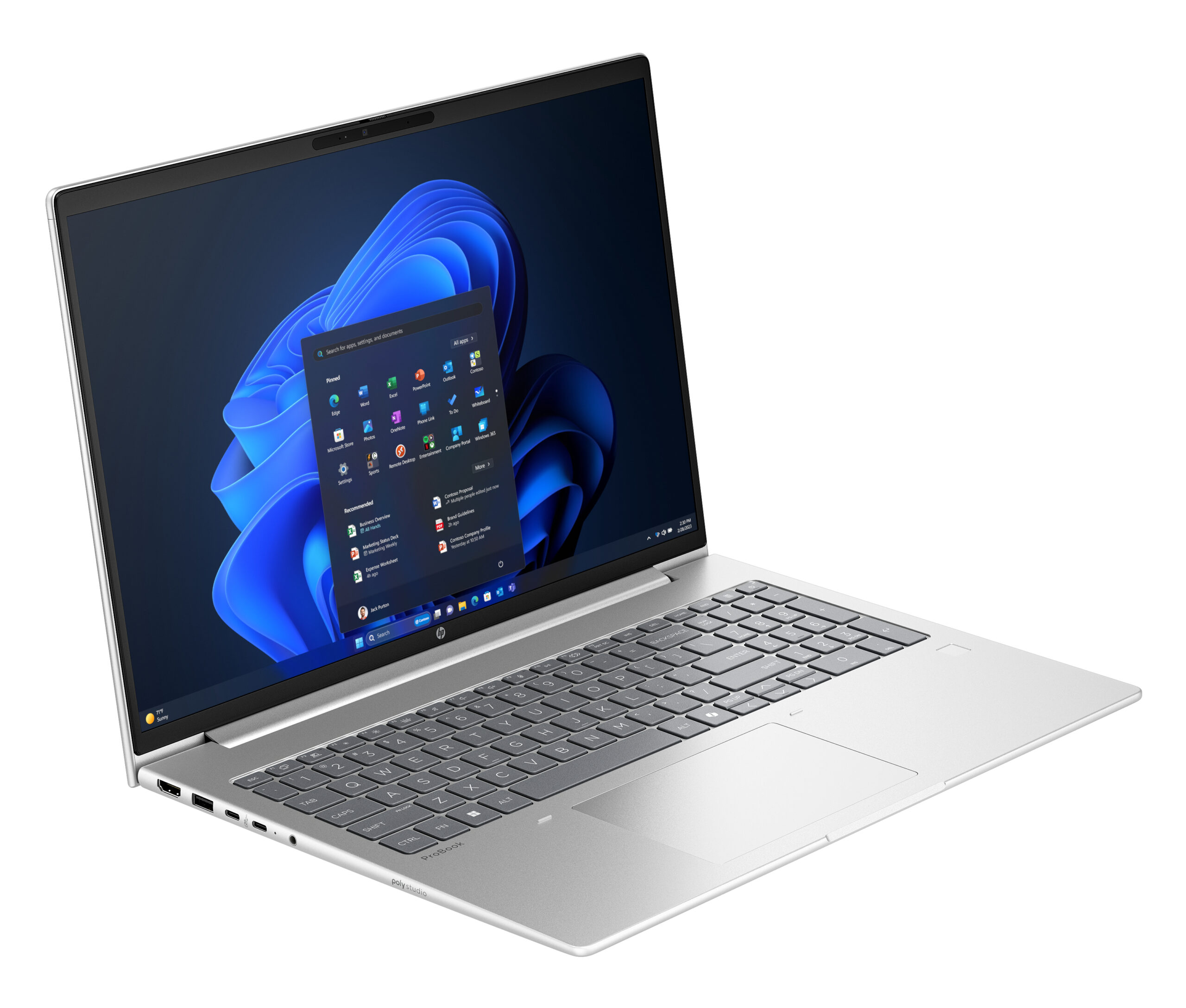 HP ProBook 4 G1i AI Intel Core Ultra 7 255H Laptop 40,6 cm (16") WUXGA 16 GB DDR5-SDRAM 512 GB SSD Wi-Fi 6E (802.11ax) Windows 11 Pro AI PC Srebrny - obrazek 2