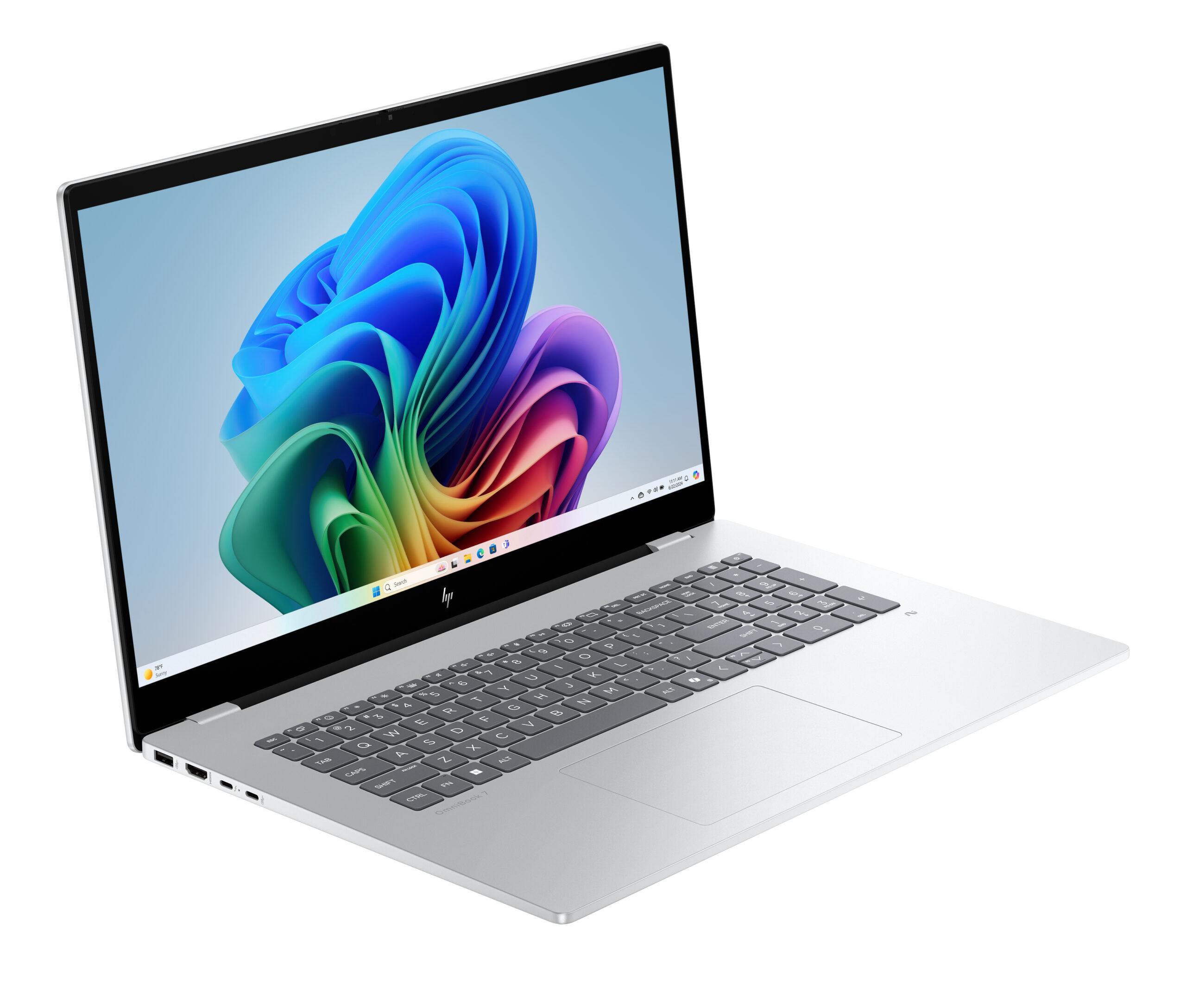 HP OmniBook 7 Next Gen AI 17-dc0219nw Copilot+ PC Intel Core Ultra 5 226V Laptop 43,9 cm (17.3") Ekran dotykowy Full HD 16 GB LPDDR5x-SDRAM 1 TB SSD Wi-Fi 7 (802.11be) Windows 11 Home Srebrny - obrazek 2