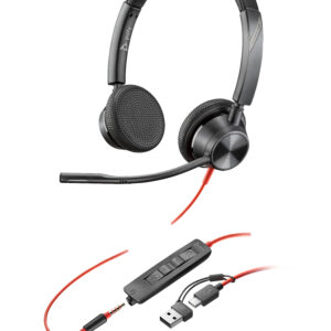 HP Poly Zestaw słuchawkowy Poly Blackwire 3325 Stereo USB-C + wtyczka 3,5 mm + przejściówka USB-C/A