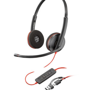 HP Poly Jednouszny zestaw słuchawkowy USB-C Poly Blackwire 3210 + przejściówka USB-C/A (opakowanie zbiorcze)