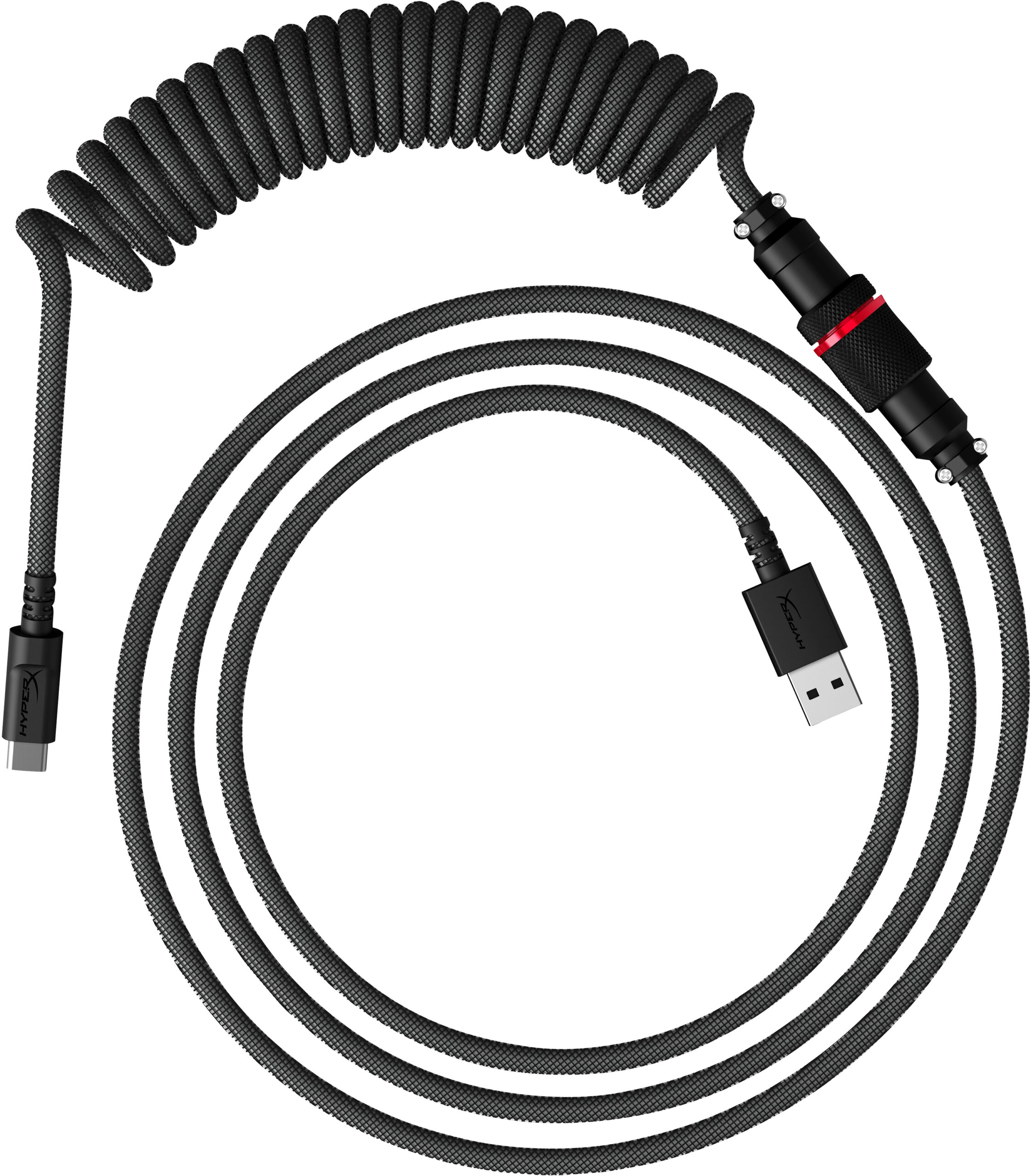 Kabel spiralny USB-C HyperX w kolorze szaro-czarnym
