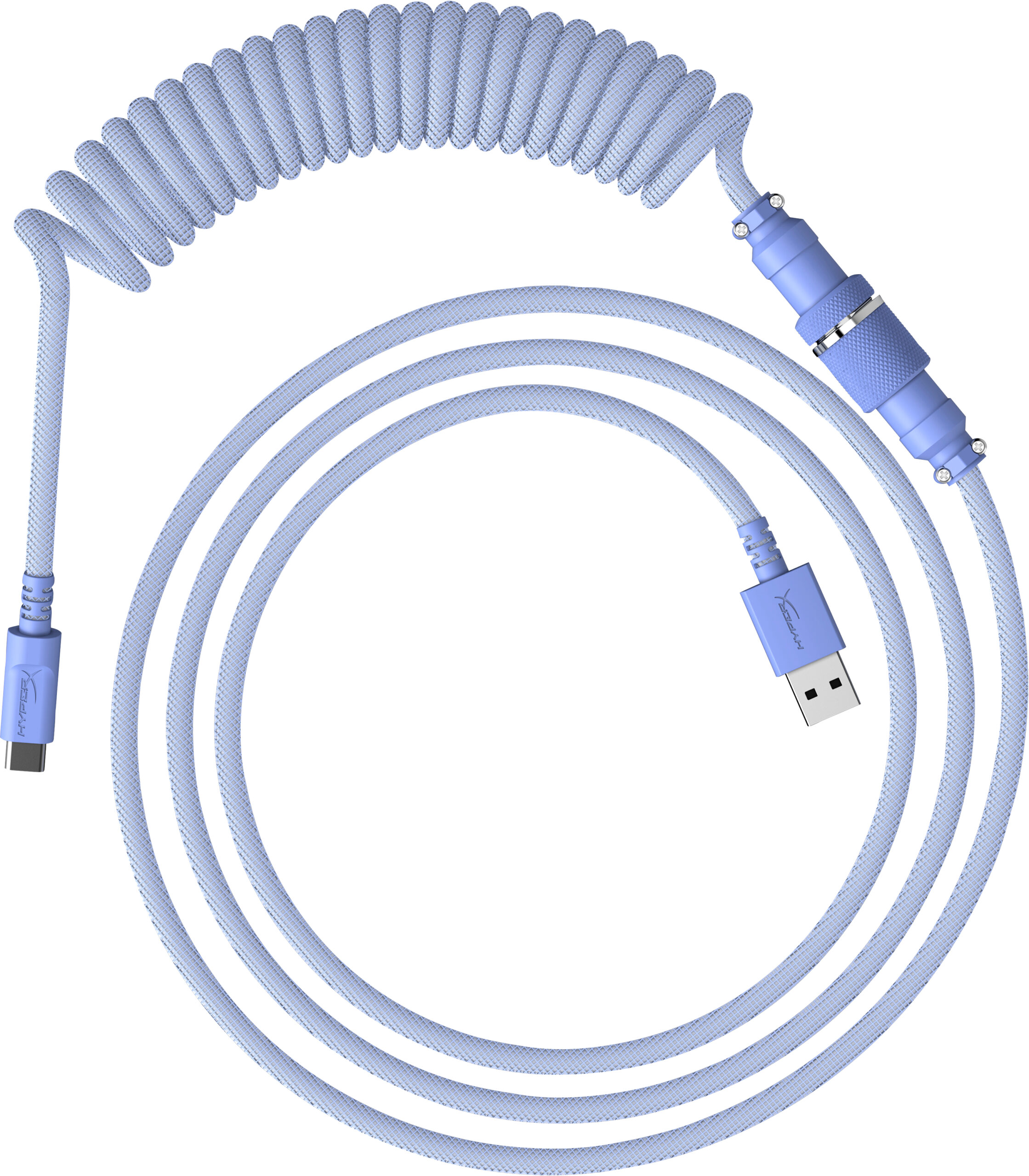 Kabel spiralny USB-C HyperX w kolorze jasnofioletowym