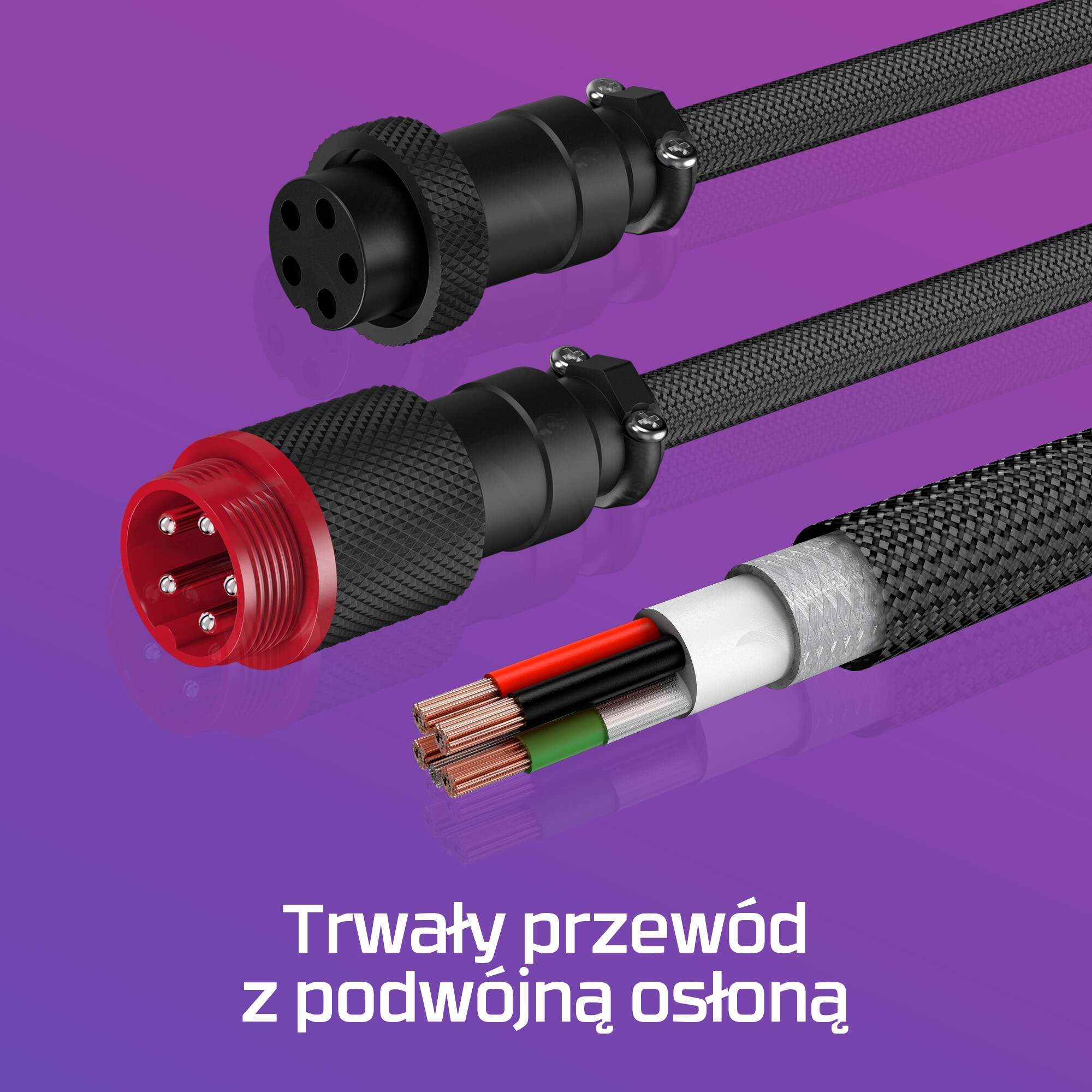 Kabel spiralny USB-C HyperX w kolorze jasnofioletowym - obrazek 4