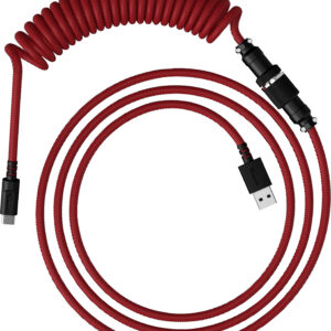 Kabel spiralny USB-C HyperX w kolorze czerwono-czarnym