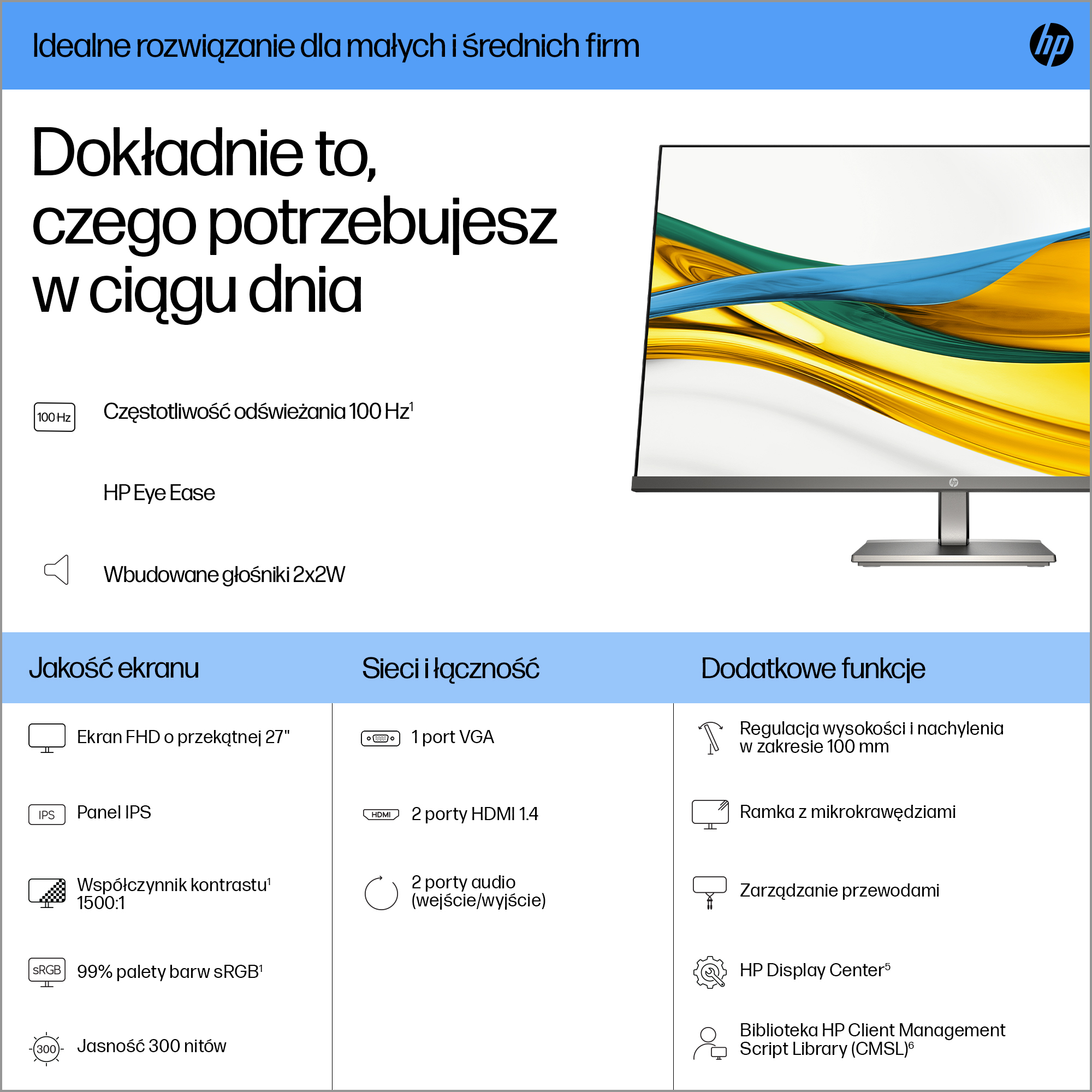 HP Series 5 27-calowy monitor serii 5 FHD – 527da - obrazek 3
