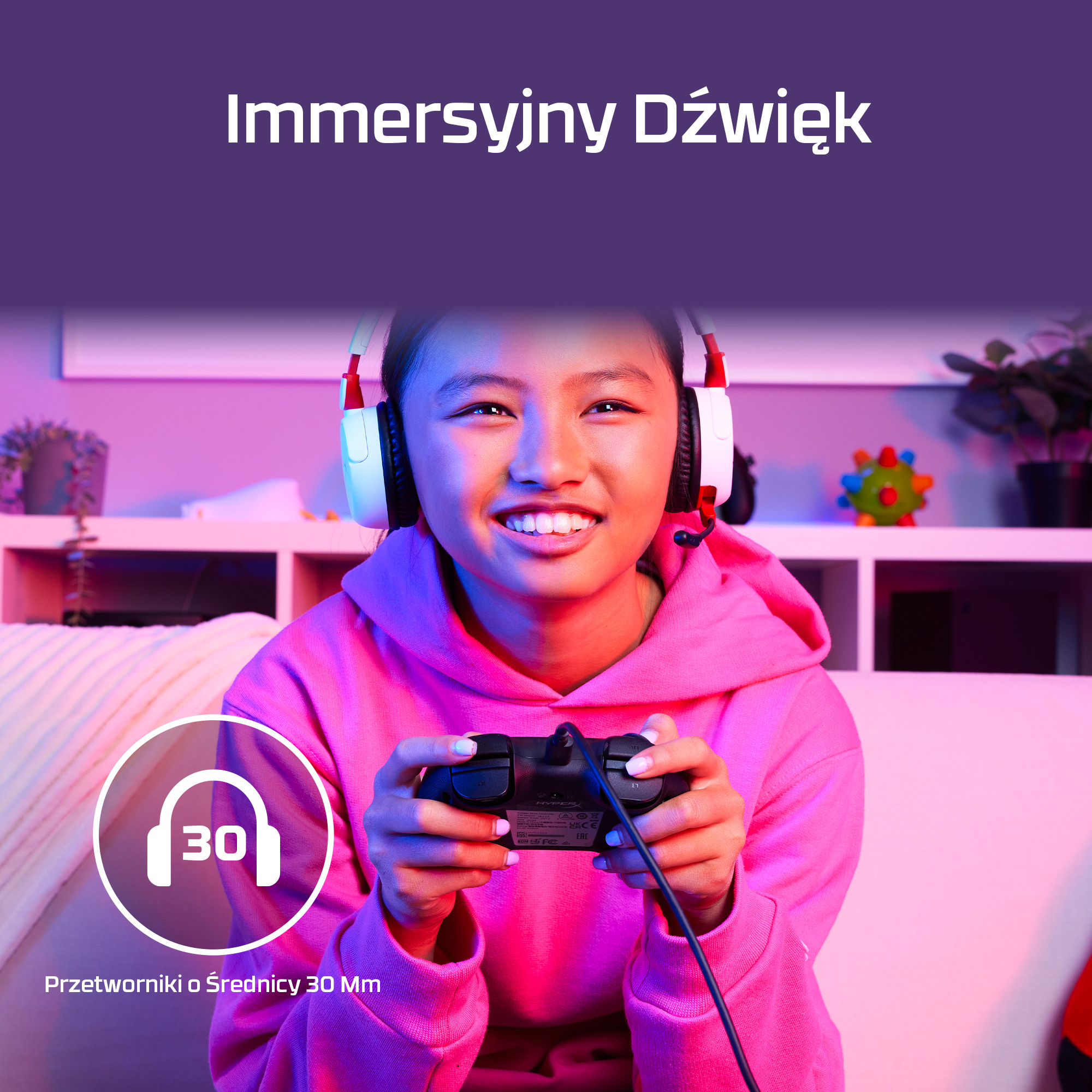 HyperX Cloud Mini – bezprzewodowy zestaw słuchawkowy dla graczy (biały) - obrazek 3