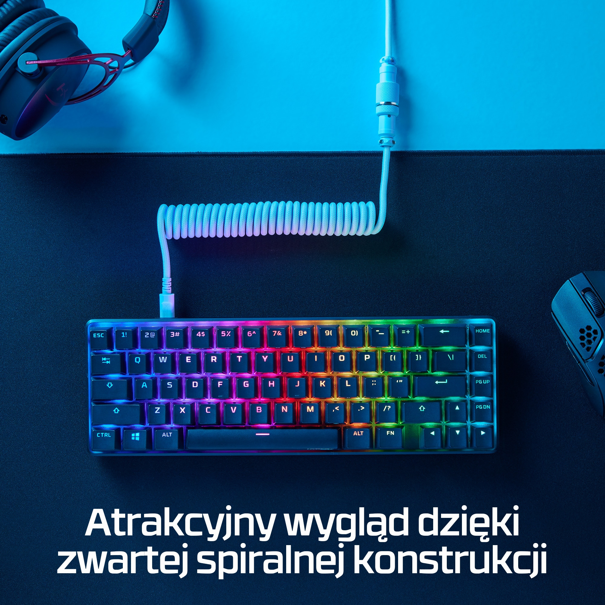 Kabel spiralny USB-C HyperX w kolorze czerwono-czarnym - obrazek 4
