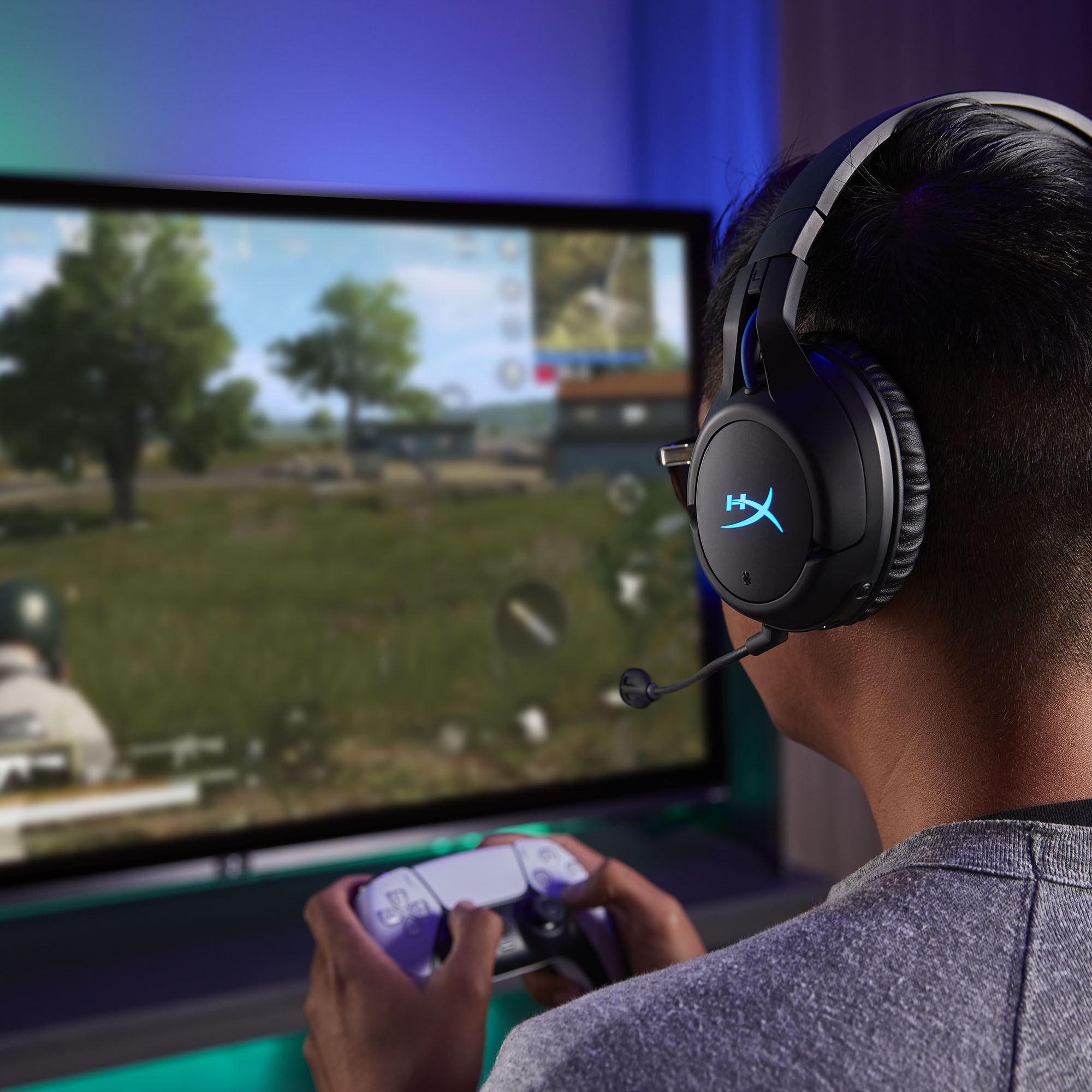 HyperX Cloud Flight – bezprzewodowy zestaw słuchawkowy do gier (czarno-niebieski) – PS5 PS4 - obrazek 5