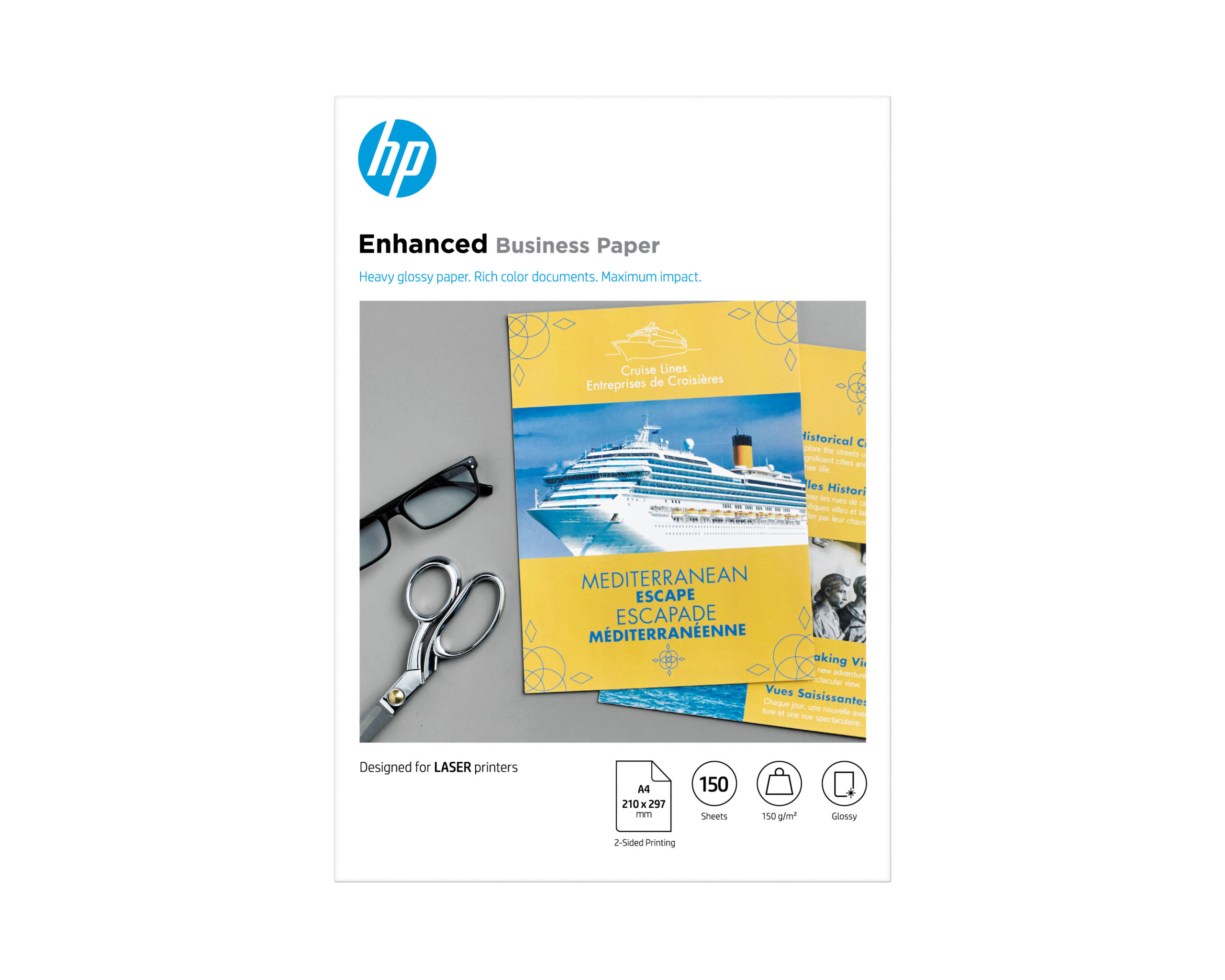 HP Papier Professional Laser, błyszczący, 150 g/m2 – 150 arkuszy/A4/210 x 297 mm