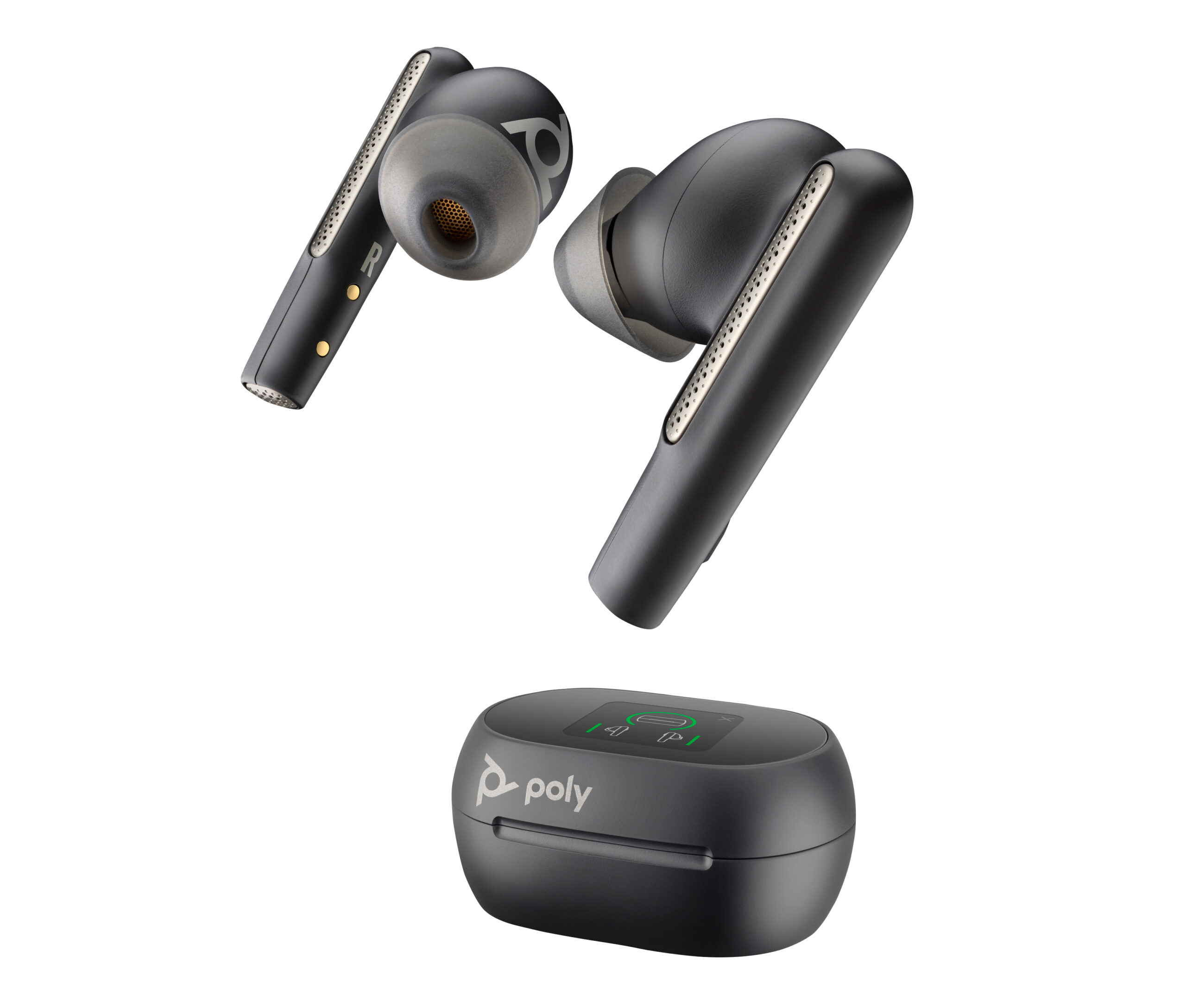 HP Poly Słuchawki douszne Poly Voyager Free 60+ UC M w kolorze głębokiej czerni + adapter USB-A BT700 + etui z ładowarką i ekranem dotykowym