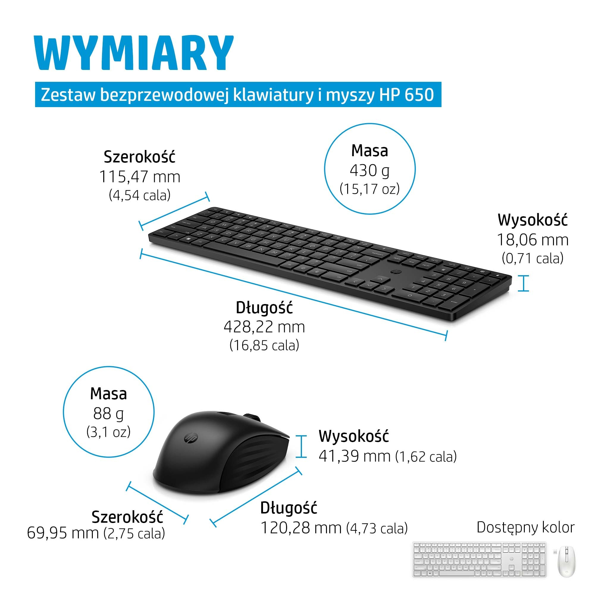 HP 650 Zestaw Bezprzewodowy Klawiatura i Mysz (Czarny) - obrazek 4