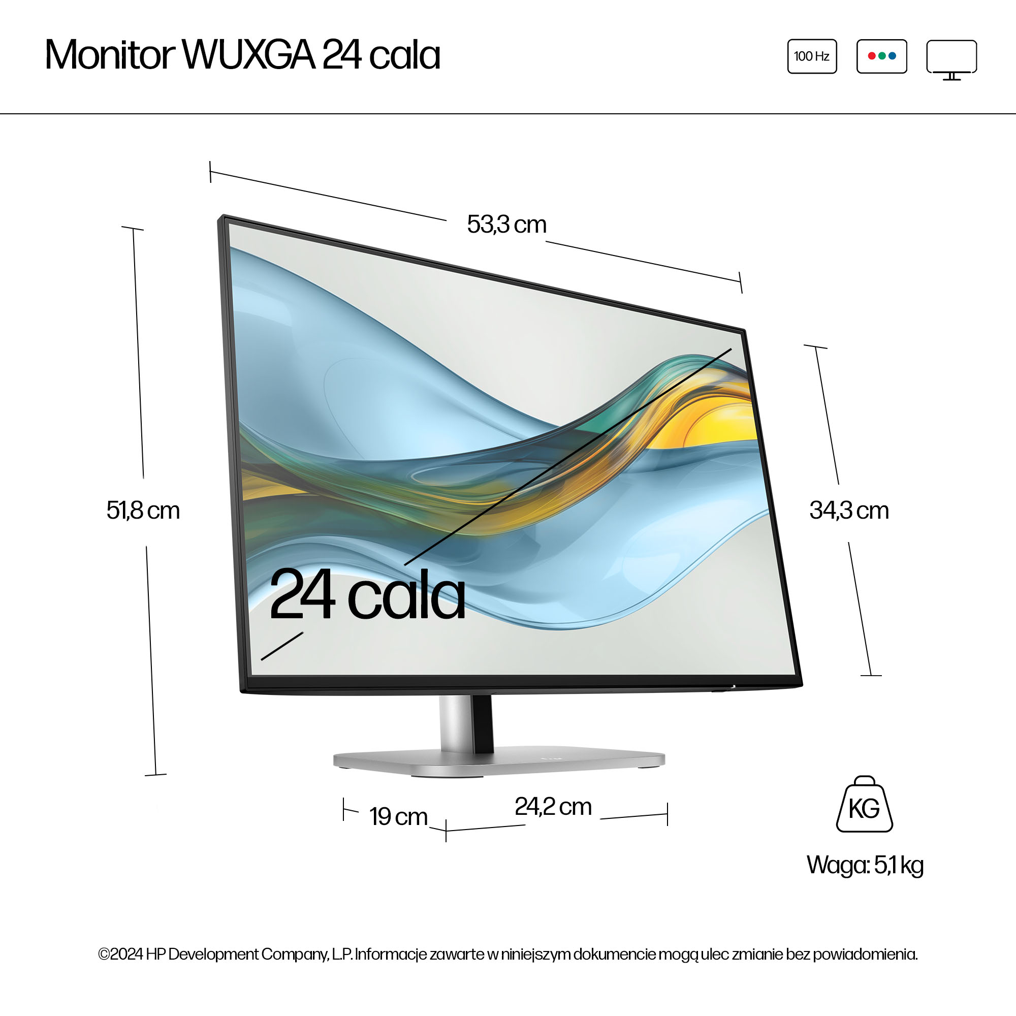 HP Series 5 24-calowy monitor seria 5 Pro WUXGA – 524pn - obrazek 4