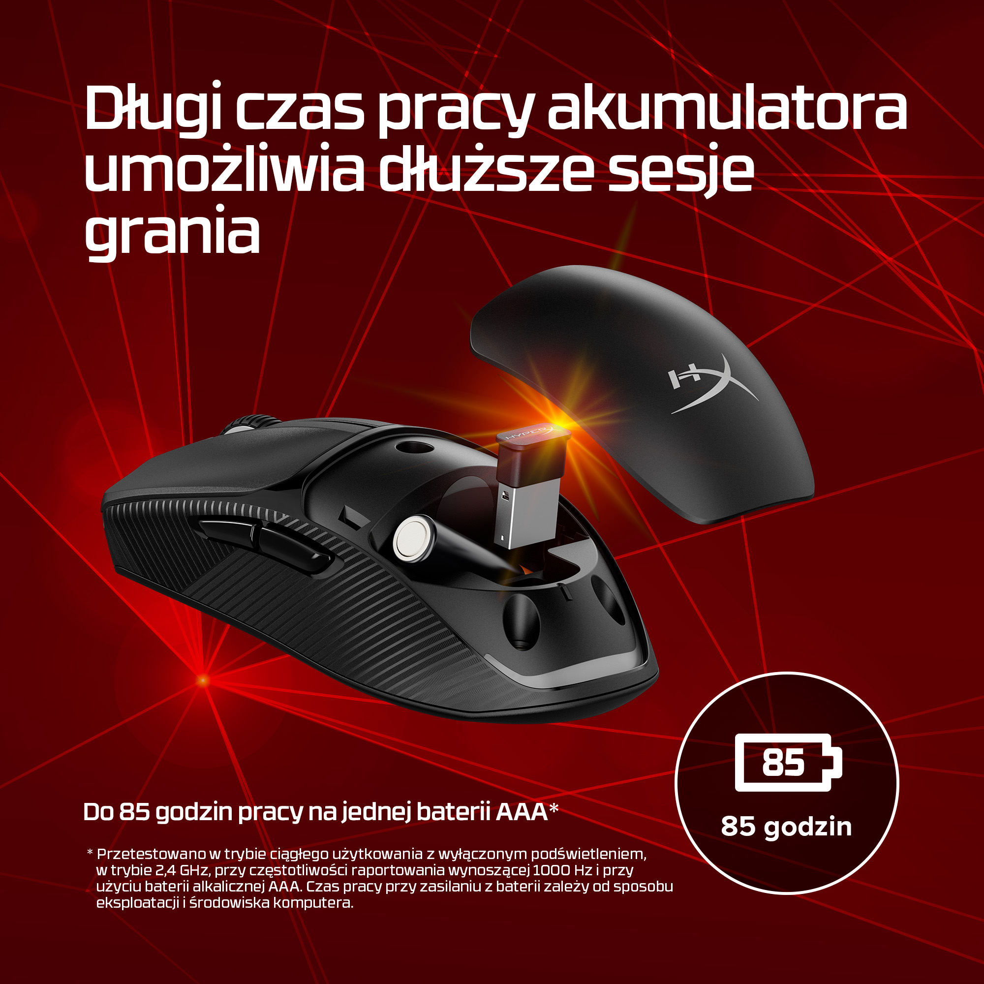 HyperX Pulsefire Fuse – bezprzewodowa mysz dla graczy (czarna) - obrazek 4