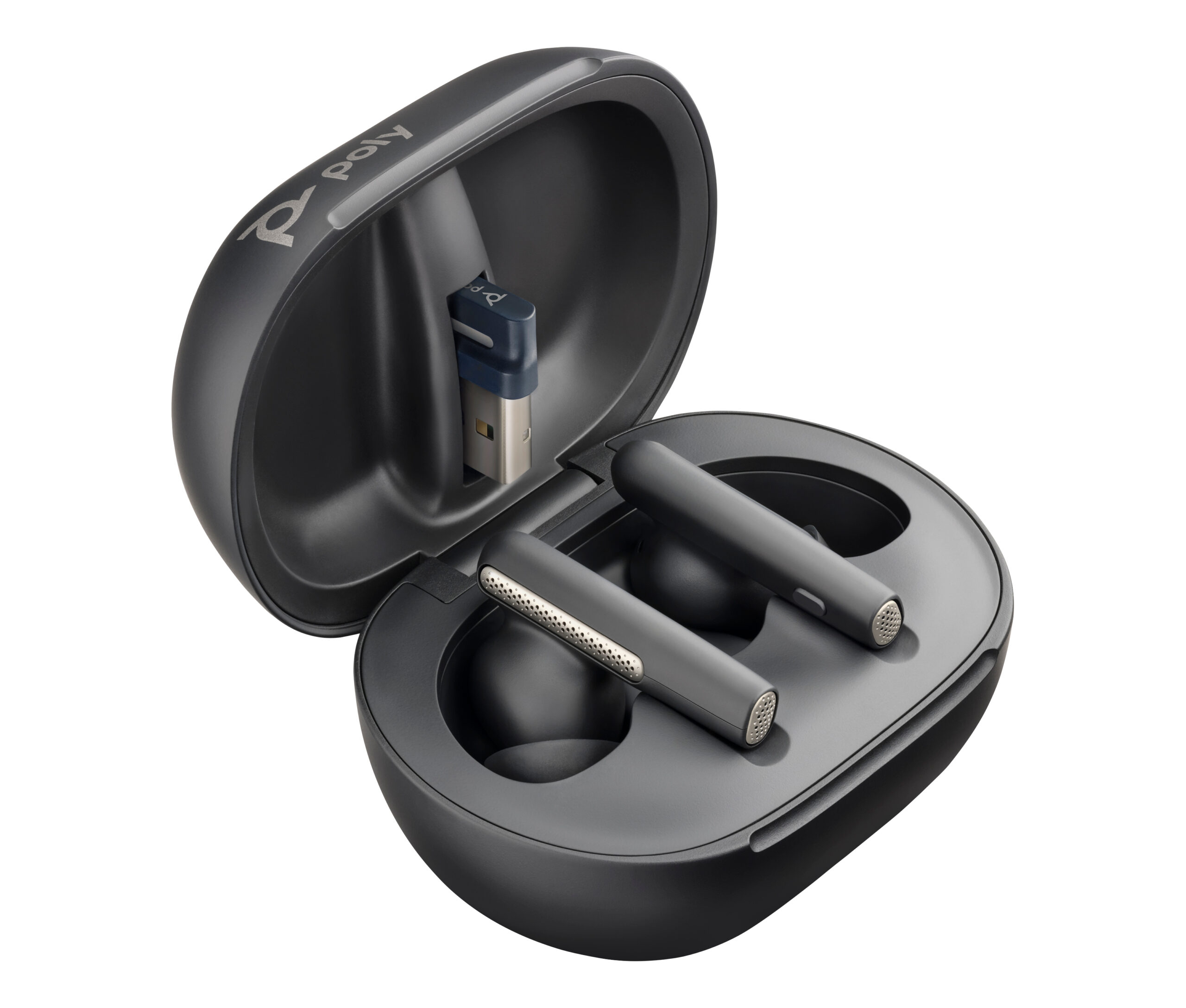 HP Poly Słuchawki douszne Poly Voyager Free 60+ UC w kolorze głębokiej czerni + adapter USB-A BT700 + etui z ładowarką i ekranem dotykowym - obrazek 2