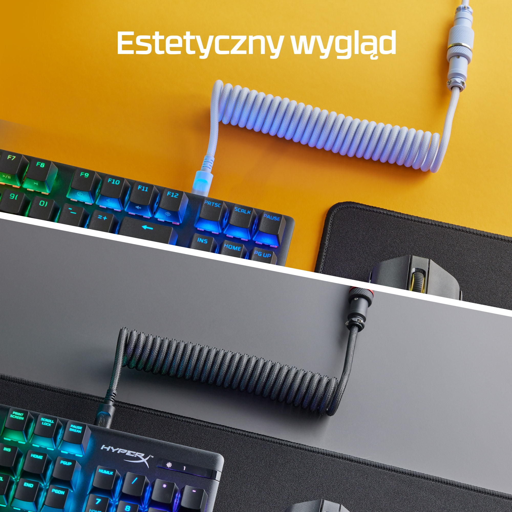 Kabel spiralny USB-C HyperX w kolorze czerwono-czarnym - obrazek 5