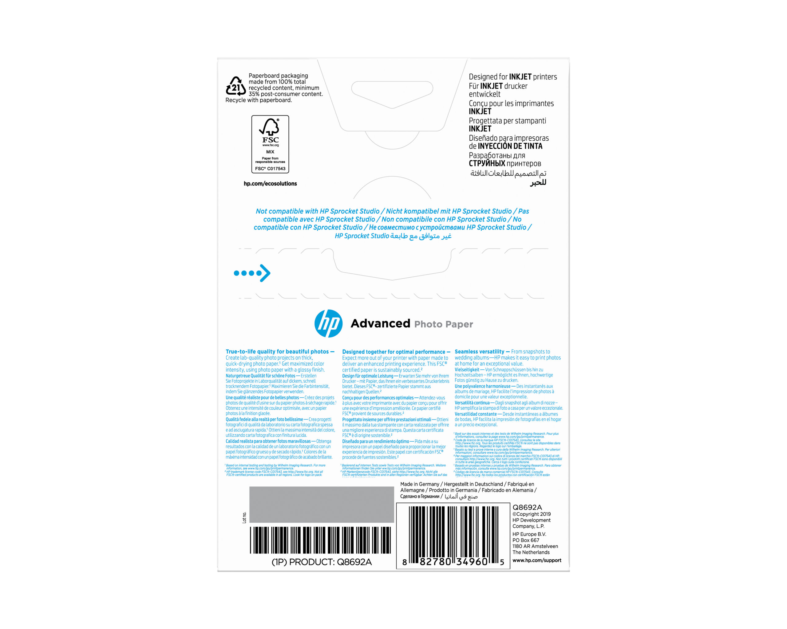 HP Papier fotograficzny Advanced, błyszczący, 250 g/m2, 10 × 15 cm, 100 arkuszy - obrazek 5